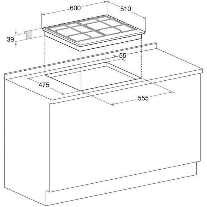 Hotpoint PCN 641 T/IX/HA kookplaat Roestvrijstaal Ingebouwd Gaskookplaat