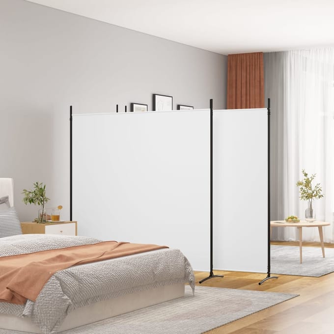 vidaXL - Kamerscherm - met - 4 - panelen - 698x180 - cm - stof - wit