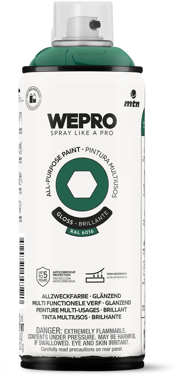 Spuitbus Ral 6016 Groen Glans MTN WEPRO ALL-PURPOSE PAINT 400ML
