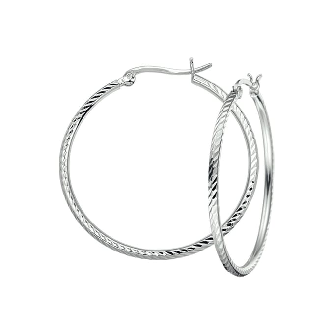 Glams oorringen gediamanteerd - 40 mm - Zilver