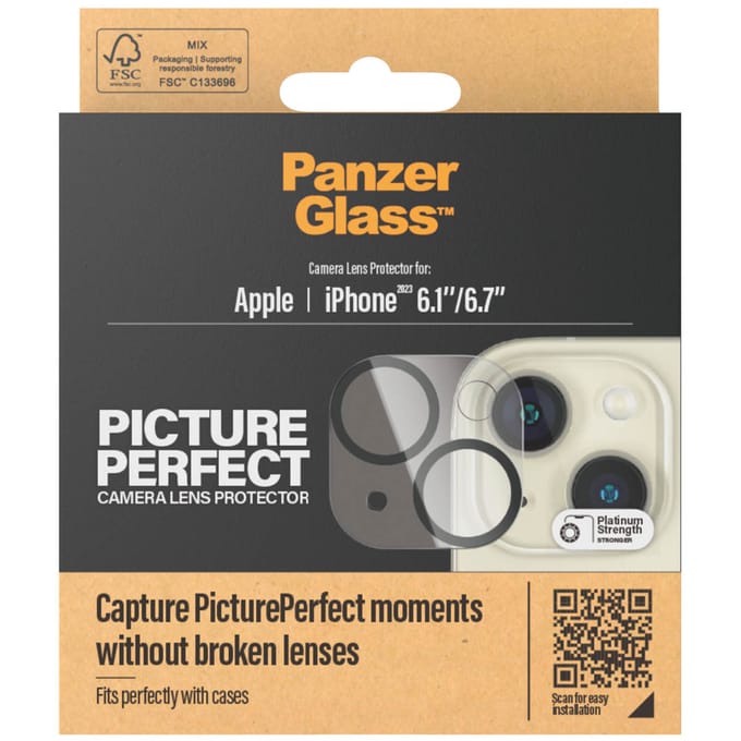 PanzerGlass Screenprotector geschikt voor Apple iPhone 15 Glazen | PanzerGlass PicturePerfect Camera Protector - Case Friendly - Zwart