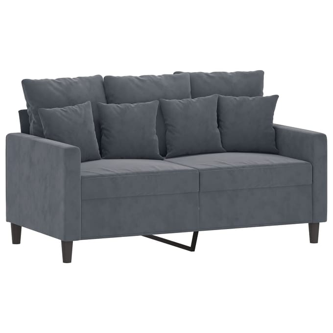 vidaXL - 2-delige - Loungeset - met - kussens - fluweel - donkergrijs