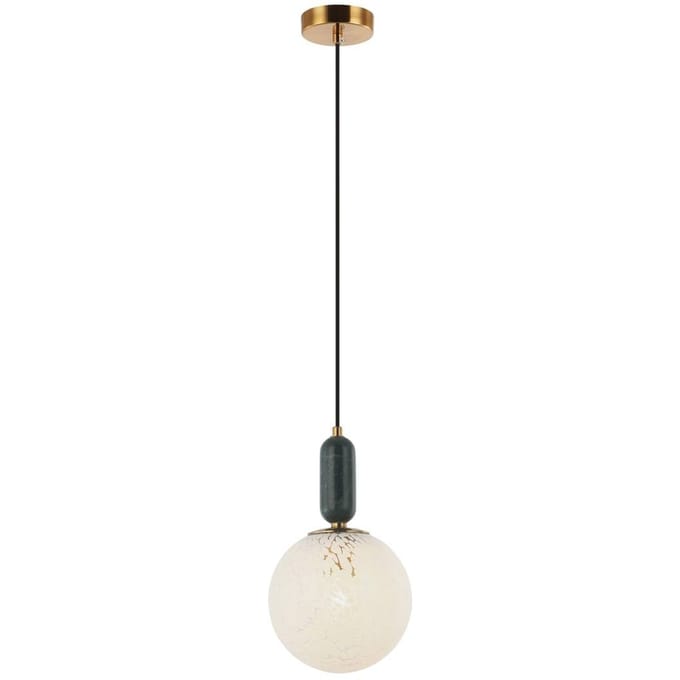 Viokef Hanglamp Polly met glazen kap en marmer Ø20cm