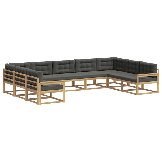 vidaXL - Buiten - bank - set - 9 - st - Wit - en - antracietkleurig