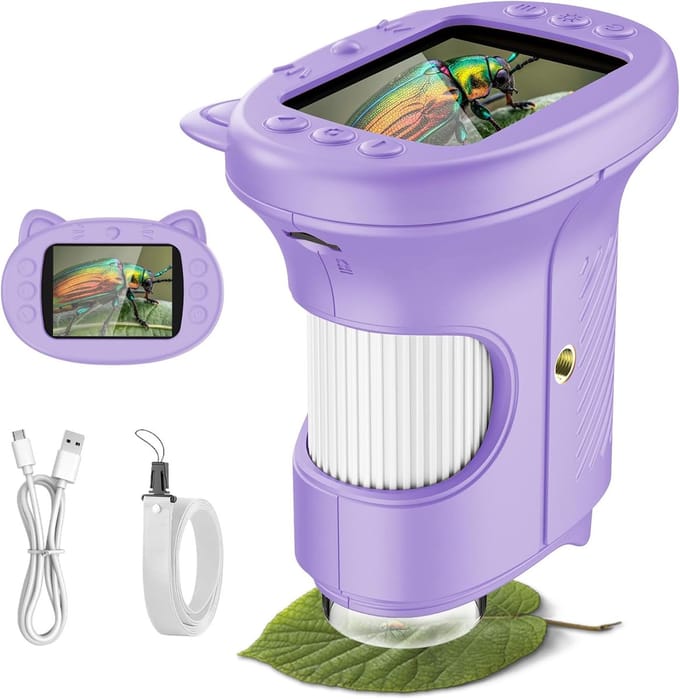 Kindermicroscoop 1000X 4K met IPS-Scherm en Verlichting voor Educatief STEM Speelgoed