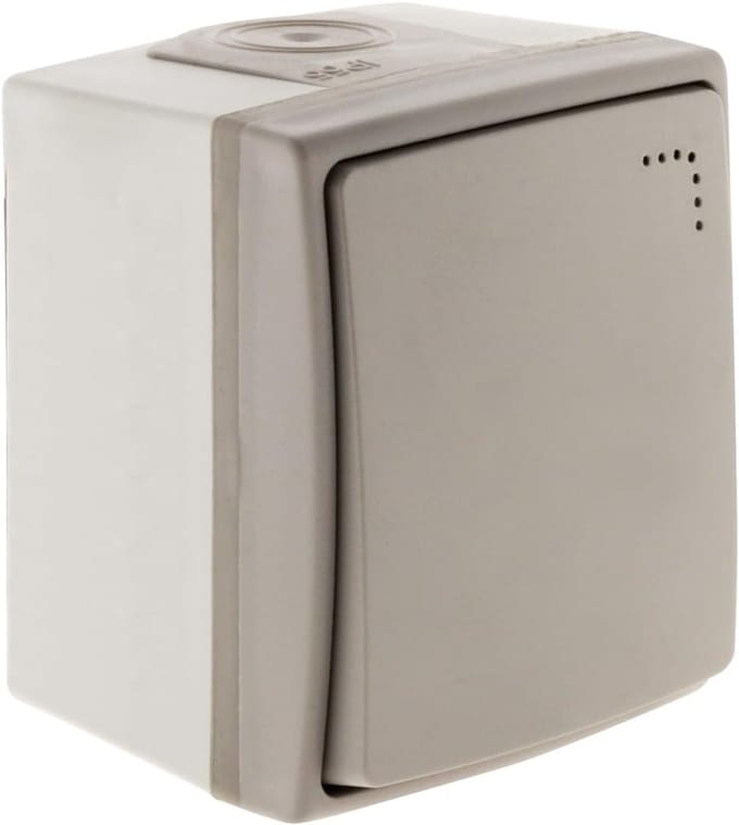 Wisselschakelaar - Drukknopschakelaar - Buiten Installatie - IP55 Waterdicht - 250 Volt - Grijs