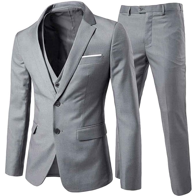 Grijs 3-delig slim-fit pak