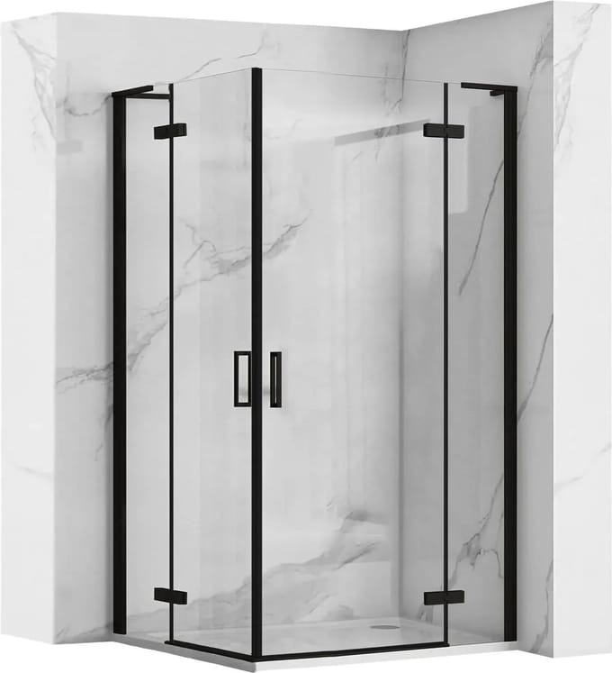Rea Hugo Double Black 80X80 - 200 cm - Douchecabine - Vierkant - Zwart
