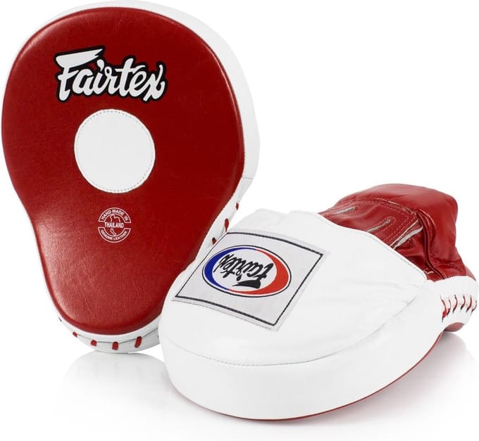 Fairtex FMV9 Ultimate Contoured Focus Mitts - Wit / Rood - standaard maat