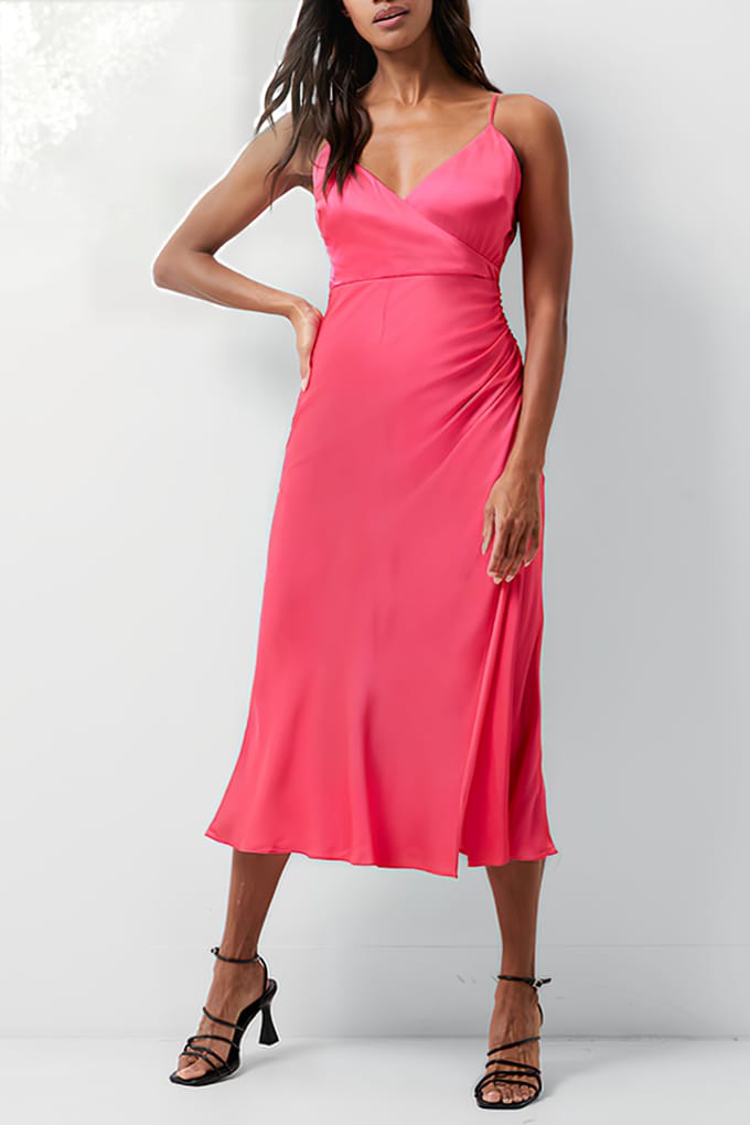 French Connection Ennis Satin Slip Midi Dress Azalea Größe: 6 | Midikleider Outlet | Damen
