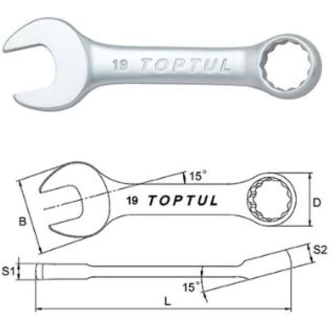 Moersleutel, steeksleutel TOPTUL 17 mm kurz