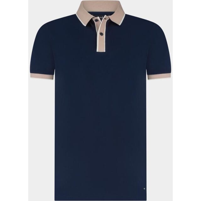 Poloshirt Scotland Blue donkerblauw V-hals piqué