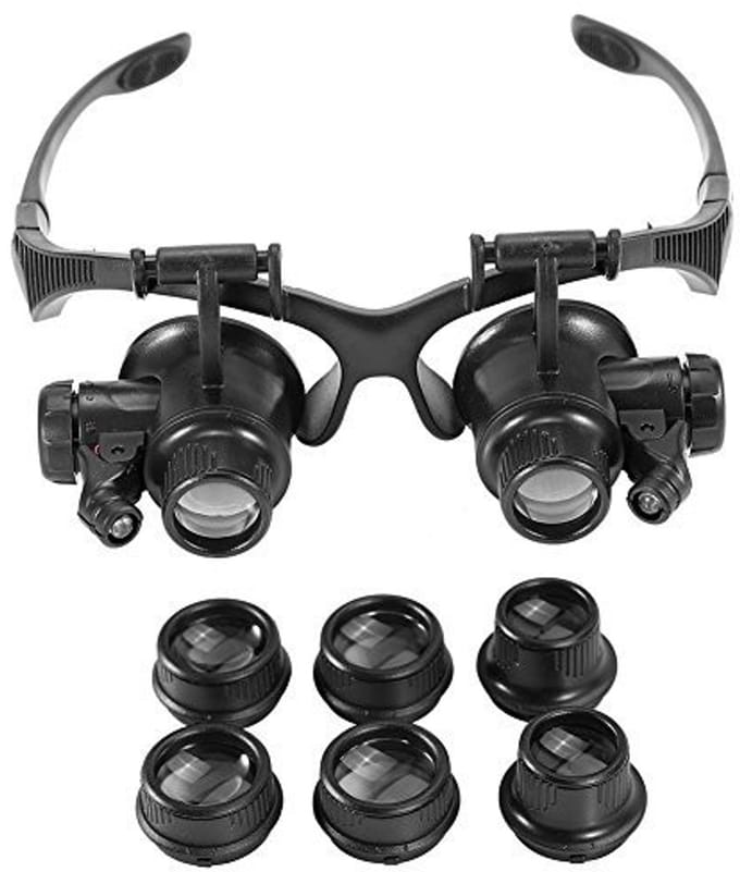 Dailygoods - Handsfree Vergrootglas met LED Verlichting en Verwisselbare Lenzen