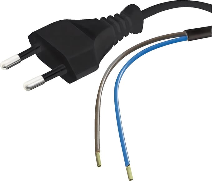 Voedingskabel - Netsnoer met Eurostekker - Velvalux - 2x0.75mm - 2 Aderig - 3 Meter - Zwart