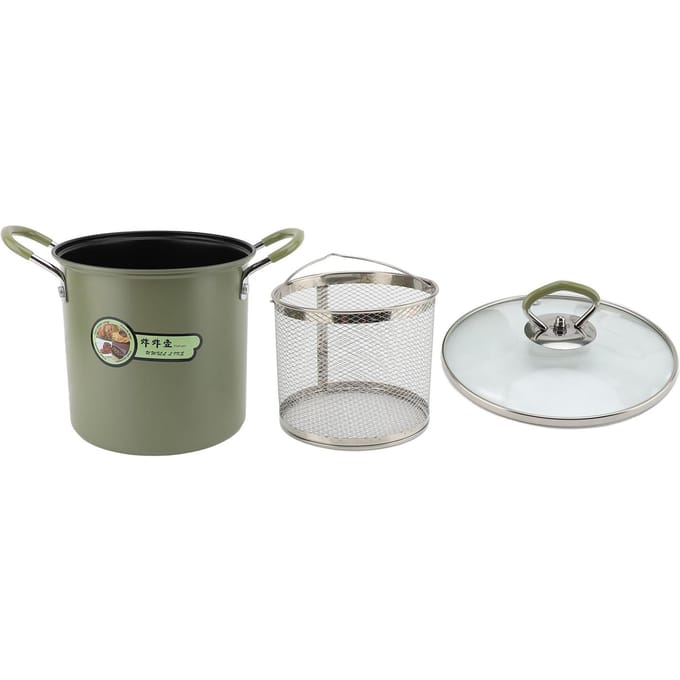 Frituurpan met Filtermand 3L Olie Filterpot Multifunctionele Koolstofstalen Koekenpan voor gray