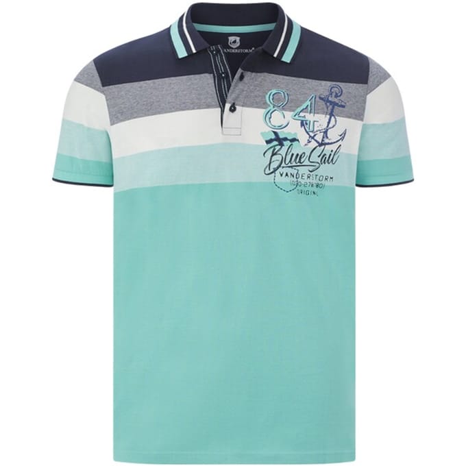 Jan Vanderstorm herren Poloshirt - 64/66 - turquoise - Plus Size