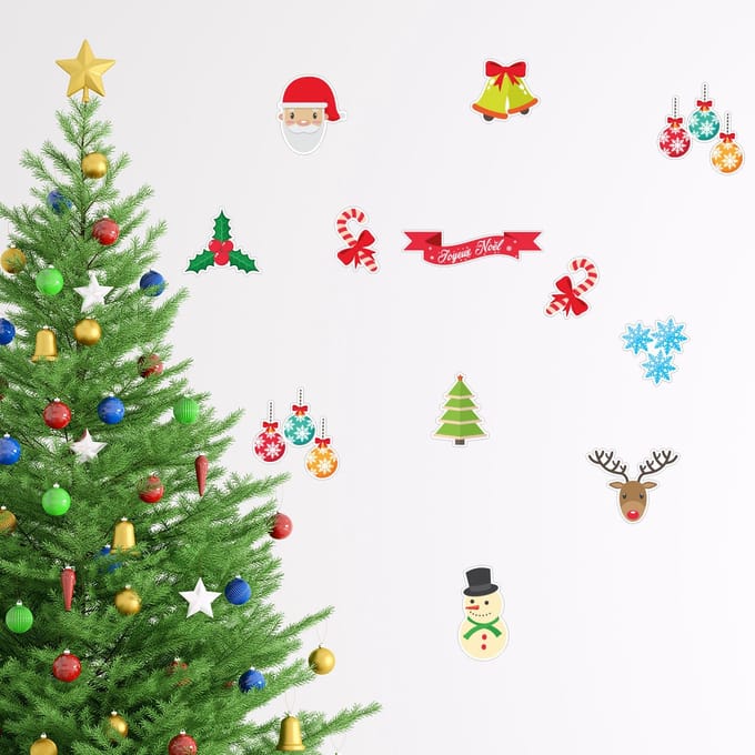 Vrolijk kerststicker voor kinderen - Kerststickers - feestversiering - 30x30cm