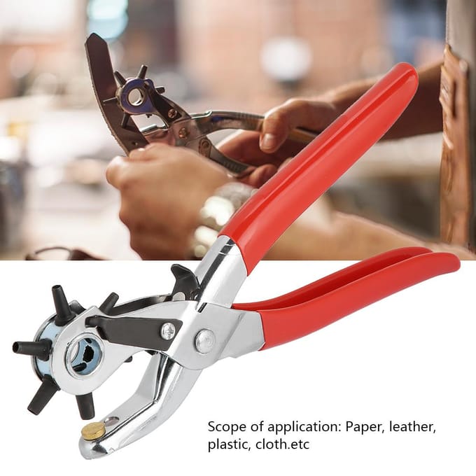 24.5mm Koolstofstaal Multi-Gat Riempons Tang Voor Leer Papier Plastic red