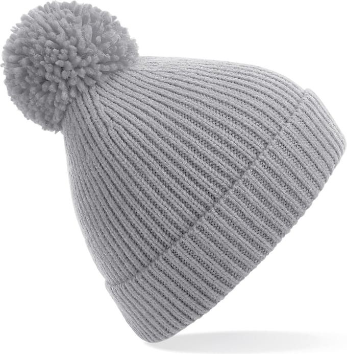 Result Wintermuts - lichtgrijs - met pompom - gebreid - wintermuts - voor volwassenen