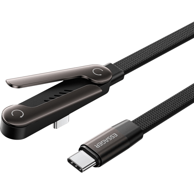 Essager USB-C naar USB-C Kabel 100W met Verstelbare Standaard Zwart