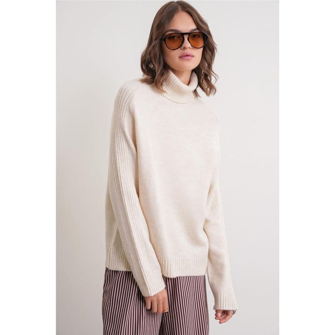 Losse Fit Turtleneck Brei Sweater