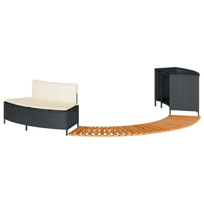 vidaXL - Hottub-ombouw - poly - rattan - en - massief - acaciahout - zwart