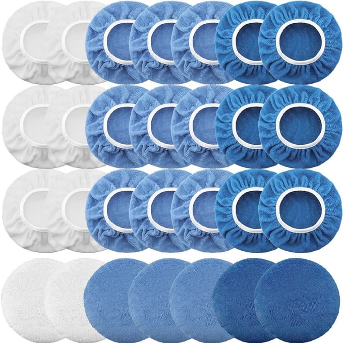 40 Stuks Microfiber Buffer Mutsen voor Auto Polijstmachine - Wasbare en Herbruikbare Pads