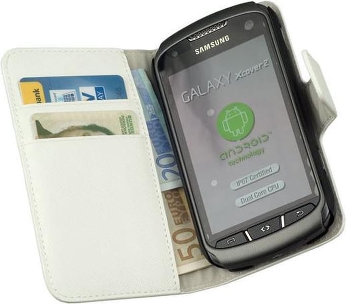 LELYCASE Book Case Flip Cover Wallet Hoesje Samsung Galaxy Xcover 2 S7710 Wit