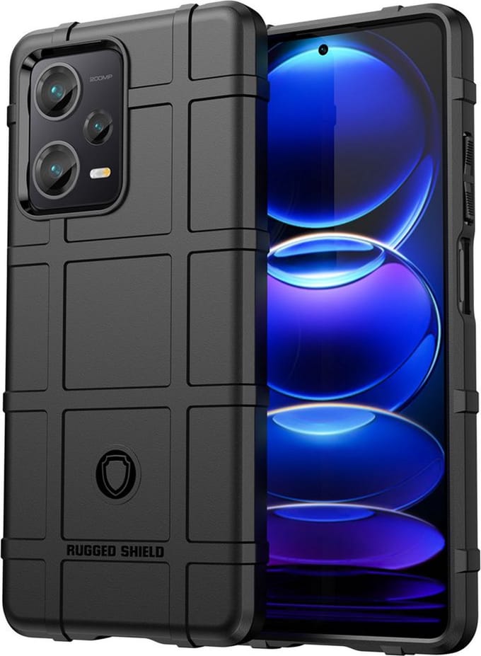 MobyDefend Hoesje - Geschikt voor Xiaomi Redmi Note 12 Pro Plus 5G - Rugged Shield TPU Backcover - Zwart