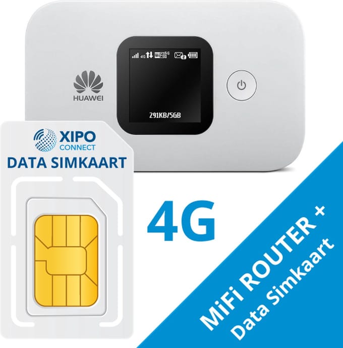 MiFi Router + Data Simkaart Europa XIPO CONNECT (+Gratis data) - 4G+ - Mobile WiFi - 3000mAh
