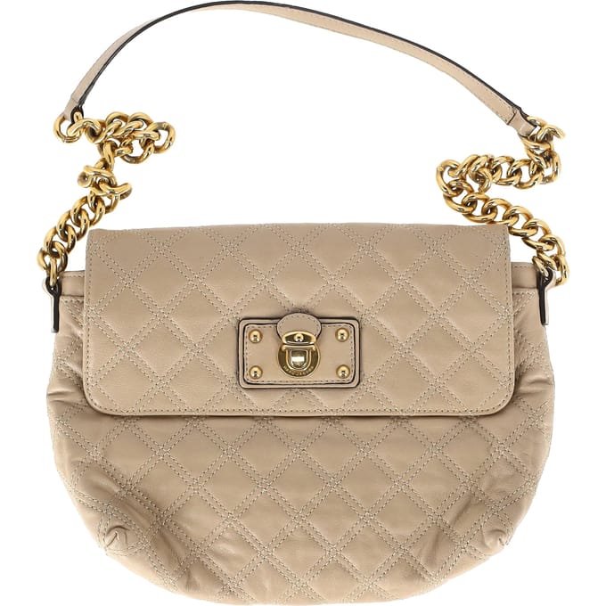 Marc Jacobs Gequilted Schoudertas in Beige Leer