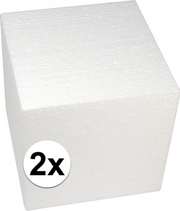 Rayher hobby Piepschuim vormen/figuren kubus - 2x - wit - 20 x 20 cm - knutselen artikelen