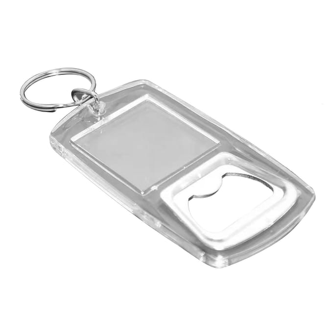 50 stuks Bierflesopener Sleutelhanger Helder Acryl Metaal Multifunctioneel Draagbaar Drank Plat white