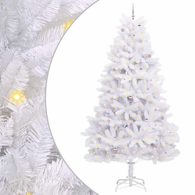 vidaXL - Kunstmatige - Hinged - Kerstboom - Wit - 300 - cm - PVC - en - Staal