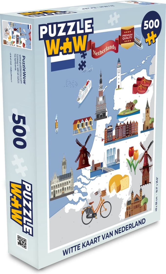 Puzzel Witte kaart van Nederland - Legpuzzel - Puzzel 500 stukjes