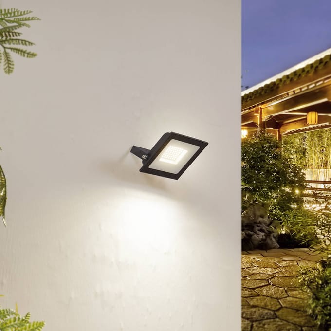 Prios LED buitenspot Maikel, 50W, 4000lm, metaal