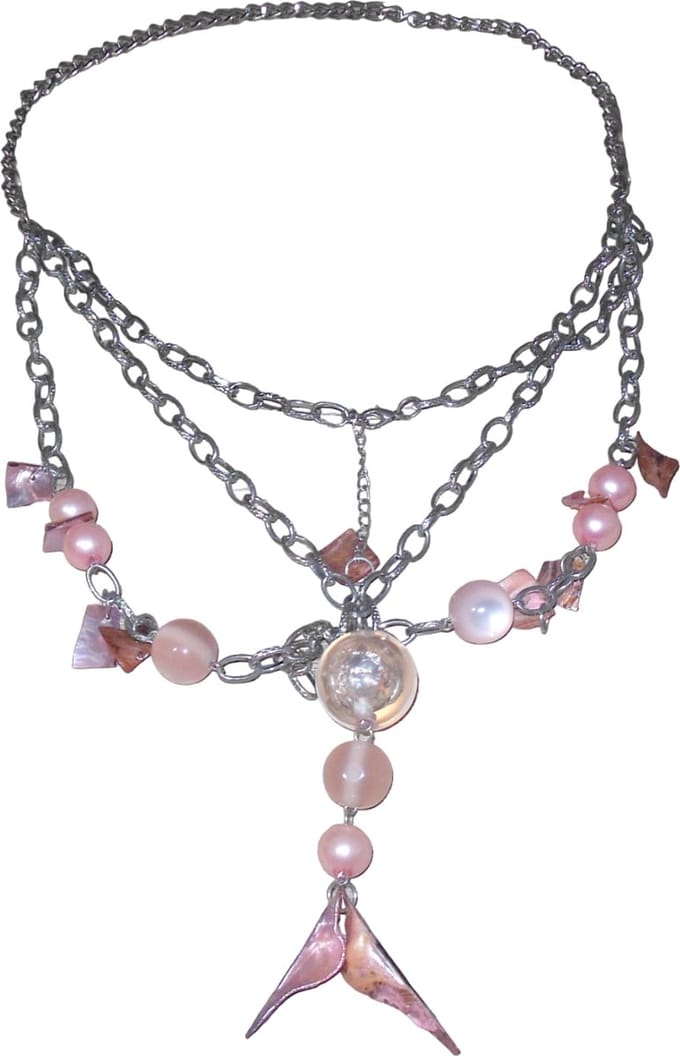 Ketting zilveren schakels met roze tinten
