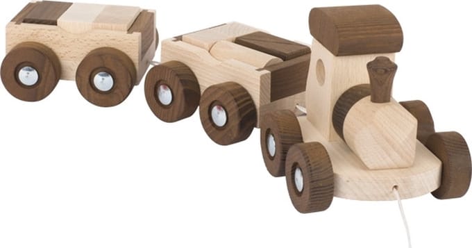 GOKI Trein - Amsterdam - 37X10,5X10,5Cm - Met 10 Bouwstenen - 2 Jaar
