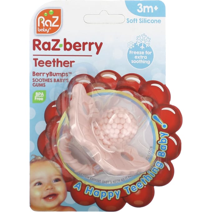 RaZbaby, Framboos Bijtring, 3 maanden en ouder, roze, 1 stuk brown