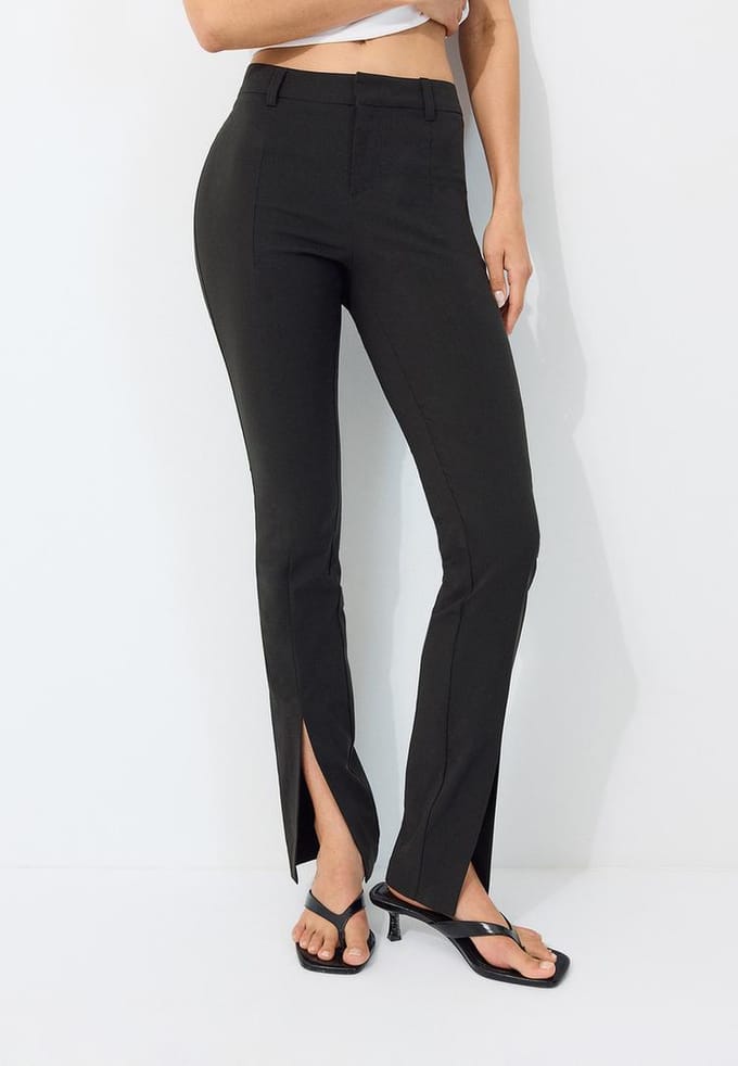 Stradivarius Bengaline broek met splitten  Zwart 36