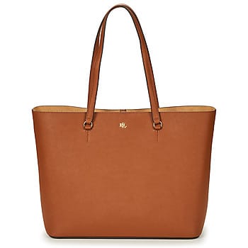 Tote bag van runderleer met labelapplicatie, model 'KARLY'