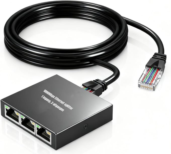 AHD® Internet Splitter - Netwerk Switch - Netgear Switch - Splitter Internetkabel - Netwerk Splitter - Zwart - 6cm x 6cm x 2cm