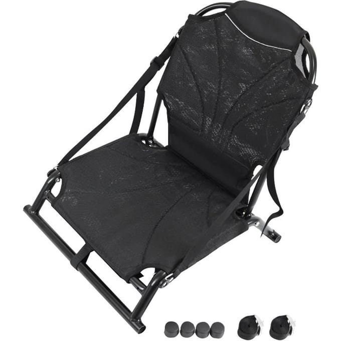 Kano Kajak Stoelen Stalen Stang Surfplank Stoel met Rugleuning Opblaasboot Lichtgewicht Opvouwbaar zwart