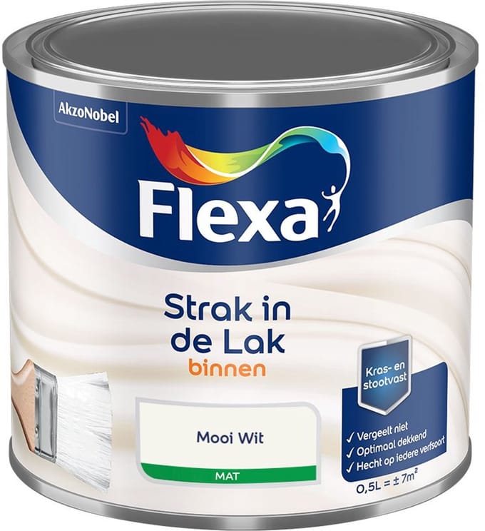 Flexa - Strak In De Lak Binnenlak Mat - Mooi Wit - Mengverf - 500 Ml