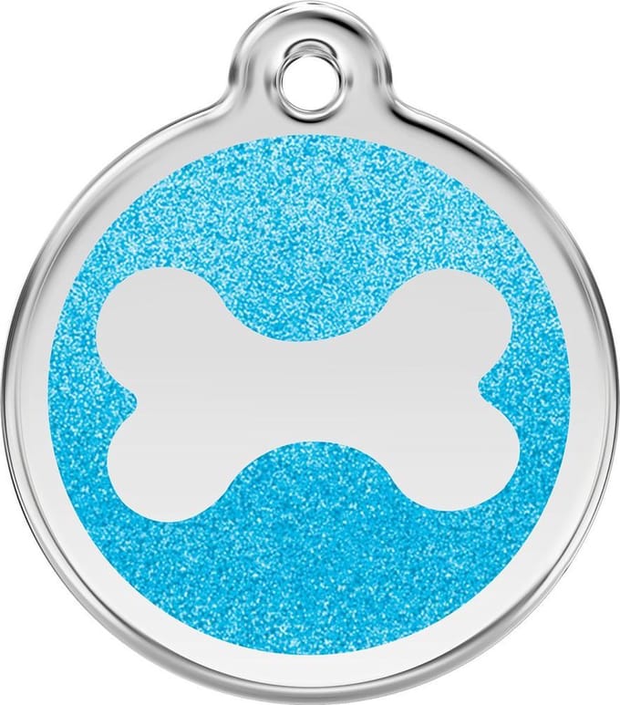 Red Dingo hondenpenning 30 mm bot glitter aqua