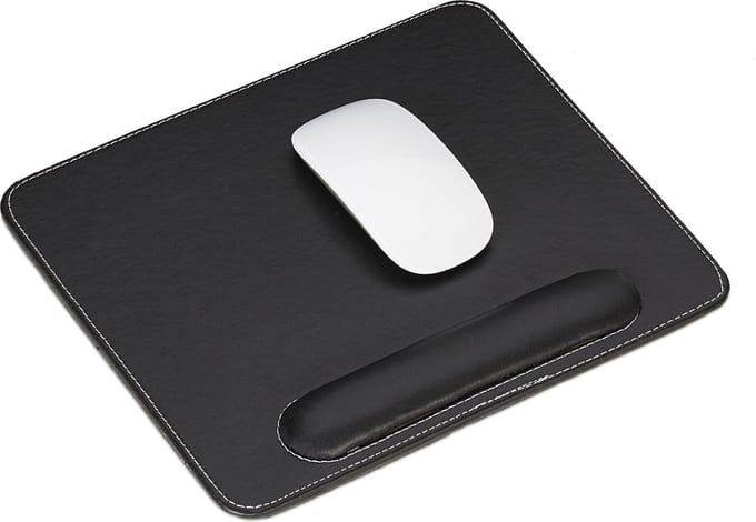 muismat - met polssteun - kunstleer - ergonomisch - rechthoek - zwart