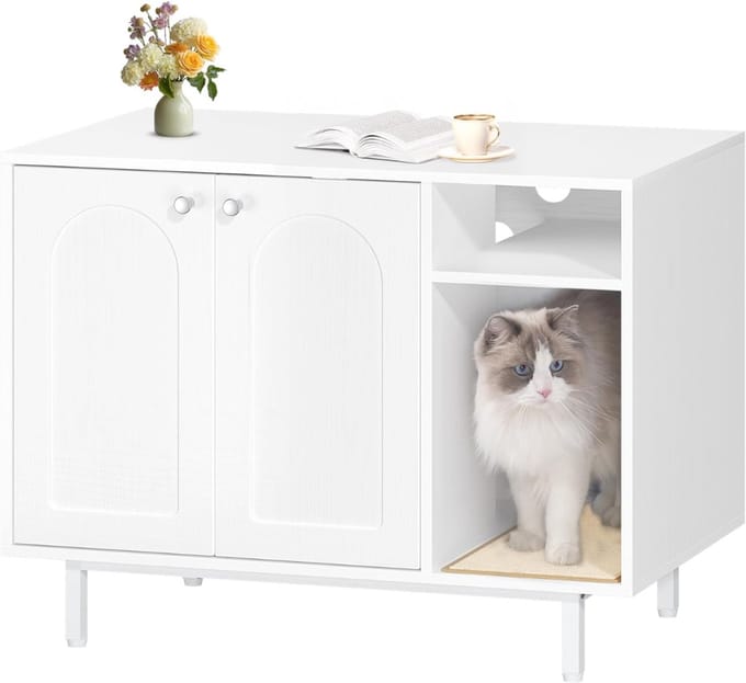Core® Kattenbak Kast - Kattenhuis - Kattenmand - Wit - 50cm x 80cm x 61cm