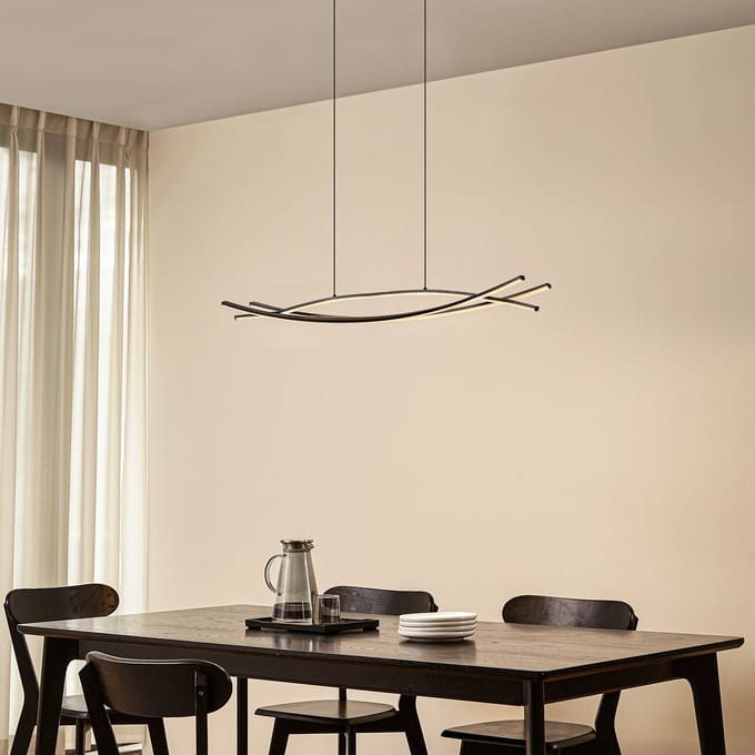 Lucande LED hanglamp Sayori, 98 cm, zwart, dimbaar