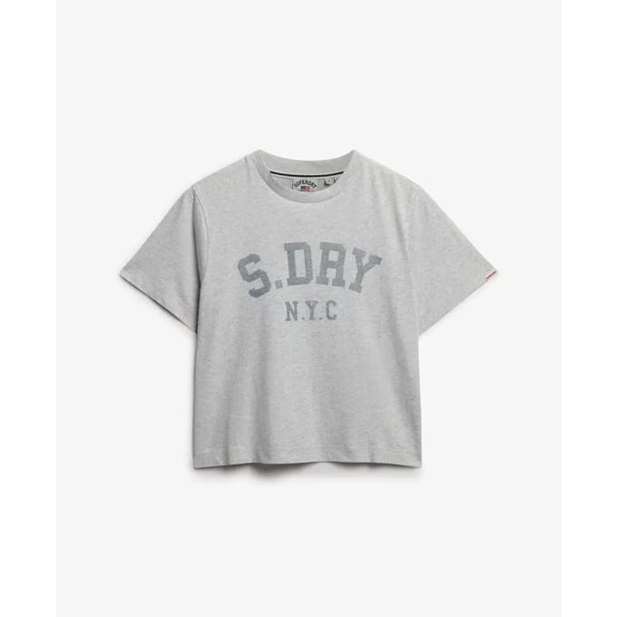 Superdry Athletic Essentials Losse T-shirt Light Grey Grootte: 34