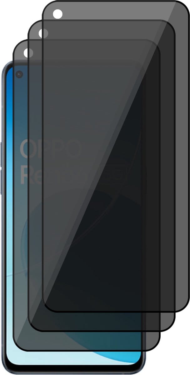 Privacy Screenprotector geschikt voor Oppo Reno 6 - 3x Volledig Dekkend Glas Screen Protector